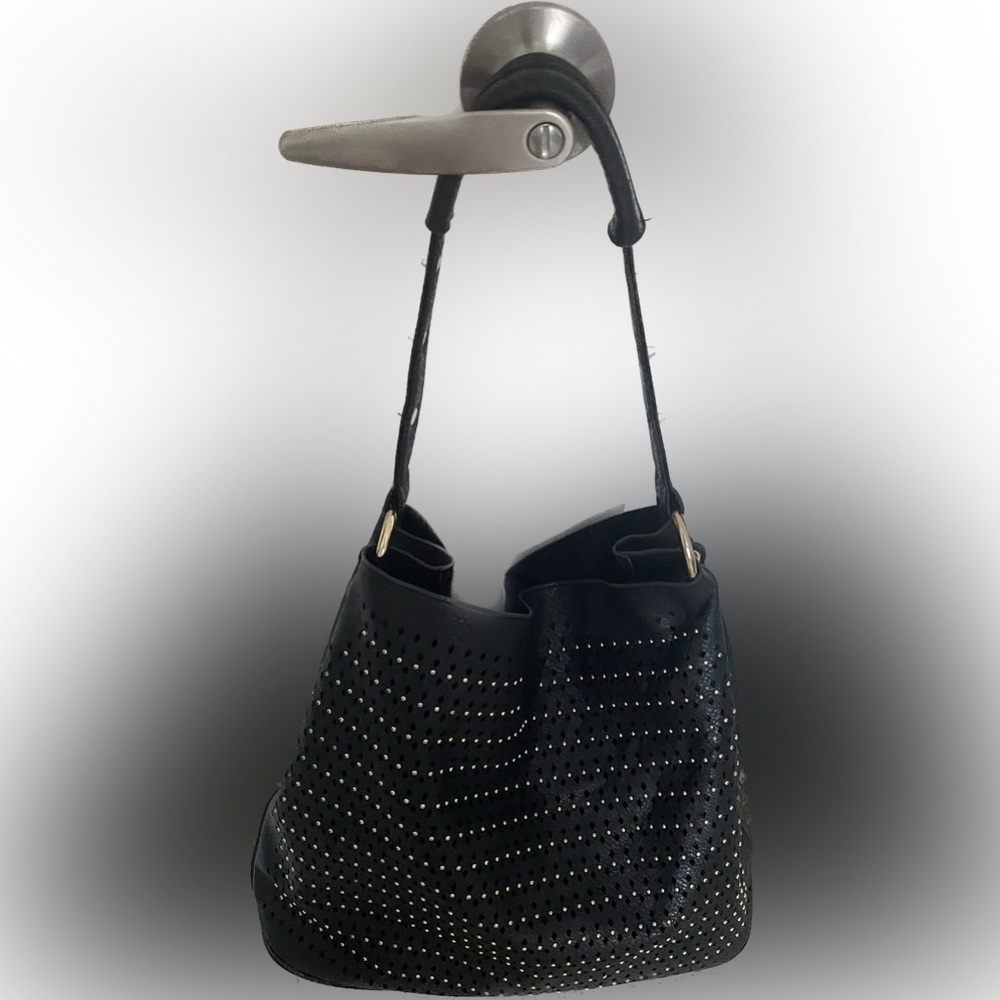 Black handbag with gold stud detail